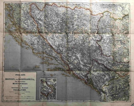 MAP OF BOSNIA, HERCEGOVINA, MONTENEGRO AND THE AUSTRIAN KINGDOM OF DALMATIA